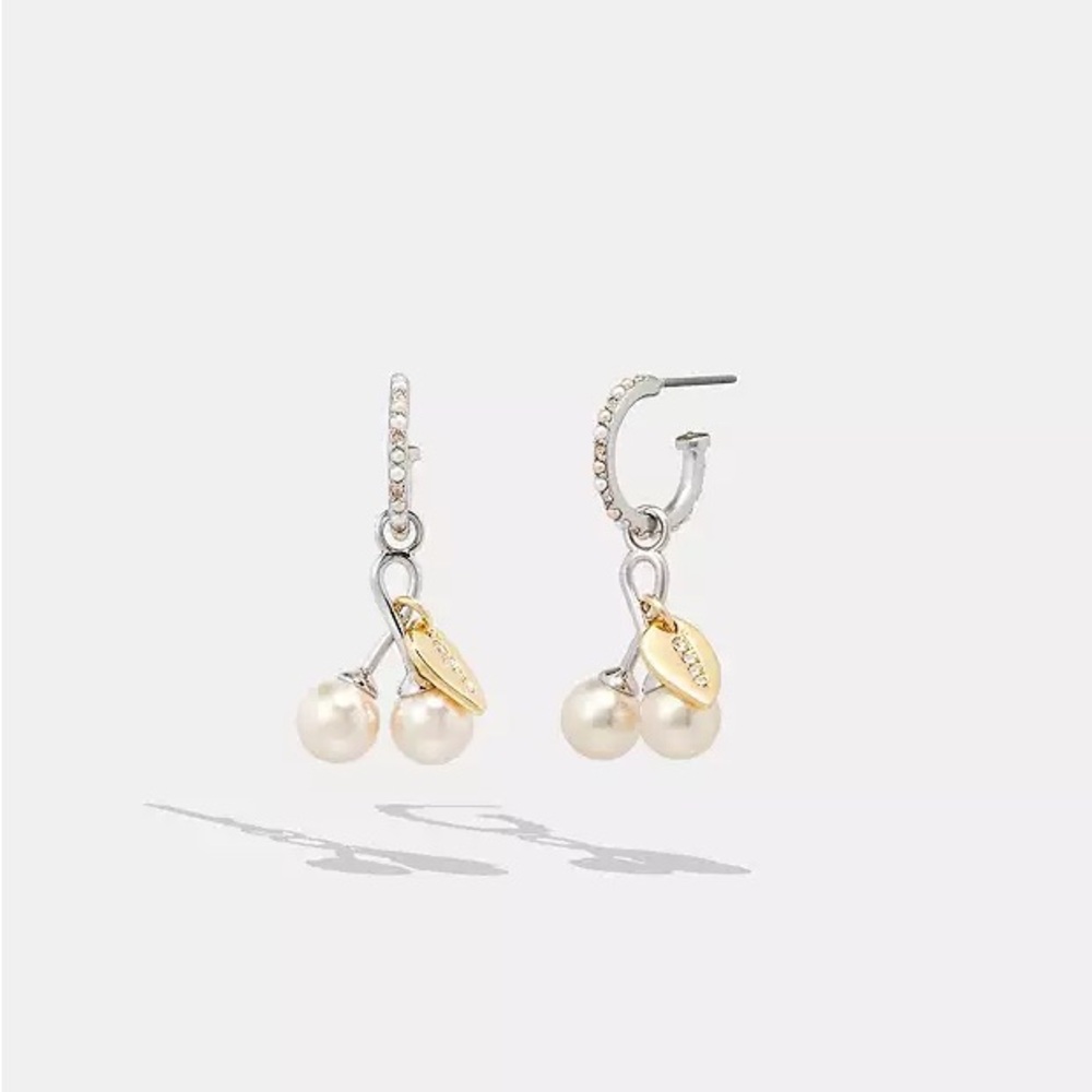 COACH Cherry Pavé Huggie Earrings